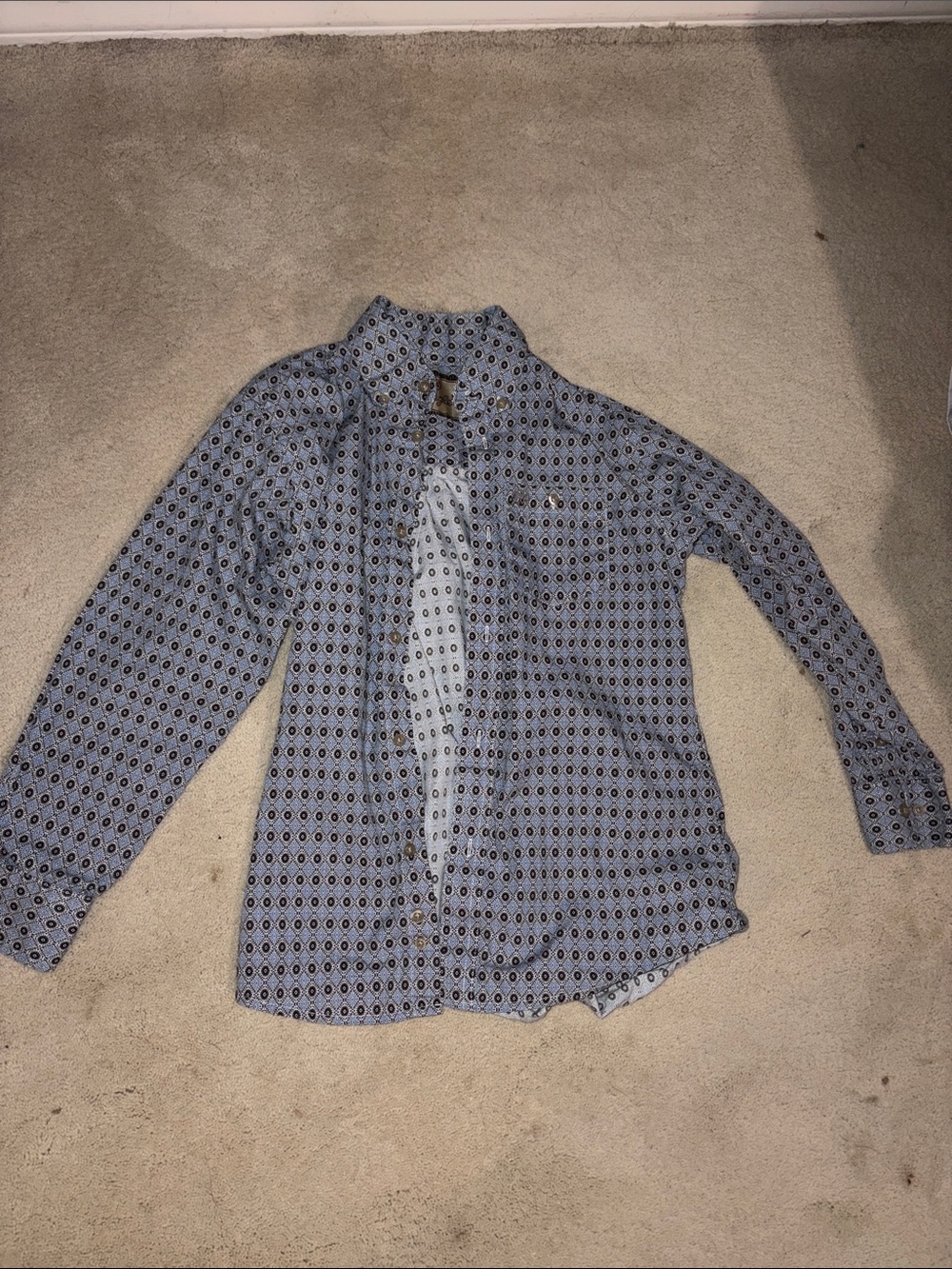 Wrangler Blue Patterned Button-Down Shirt